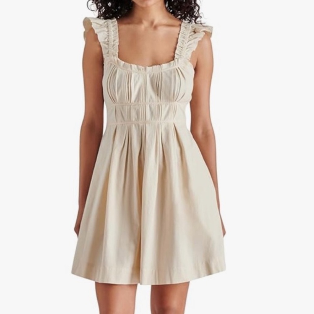 Steve Madden Cream Smocked Ruffled Harmony Sundress